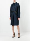 funnel neck belted coat