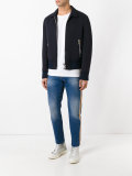 stripe panel straight jeans