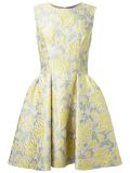 floral brocade pleated dress