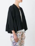 pleated panel zip up cropped jacket