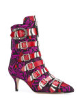 jacquard buckled ankle boots