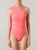 one shoulder draped swimsuit