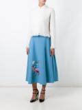 bird embroidered A-line skirt