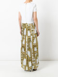 printed trim pleated dress 