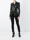 double breasted leather blazer