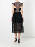 lace-up ruffled sheer dress