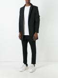 zip detail striped blazer