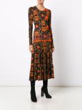 printed pleated long dress