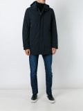 hooded mid-length coat