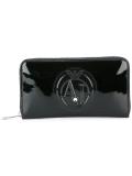 embossed logo zipped wallet