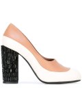 crystal embellished heel pumps