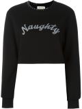 ‘naughty’刺绣短款毛衣