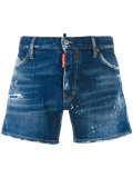 stonewashed distressed denim shorts
