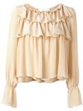 ruffled bell sleeve blouse