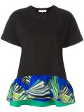 ruffled printed hem T-shirt
