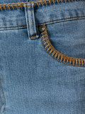 scalloped hem denim playsuit