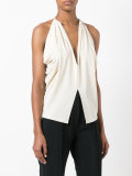 front slit V-neck blouse