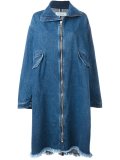 long zipped denim coat