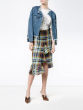 sequin embellished check skirt