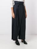 belted loose-fit striped trousers