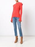 ruffled detailing ribbed pullover