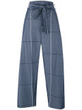plaid wide-legged cropped trousers