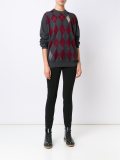 argyle pullover with sheer intarsia diamonds