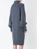 raw edge 'funnel neck' dress