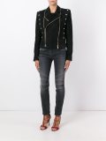 zipped shoulder pad jacket