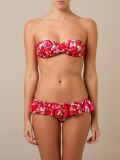 floral and pepper print bandeau bikini set