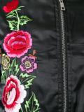 floral embroidered long bomber jacket