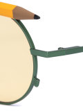 pen motif round sunglasses