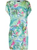 drawstring foliage print beach dress
