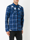 stars print checked shirt 