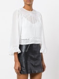 blouse with lace detail and frill cuffed sleeves