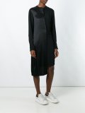 asymmetric satin shirt dress
