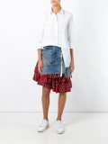 plaid inset denim skirt