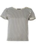 shoulder detailed striped blouse