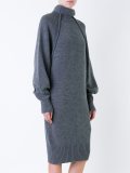raw edge 'funnel neck' dress