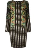 checked paisley print shift dress