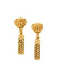 logo tassel clip-on earrings
