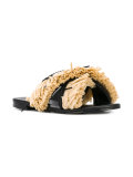 fringed trim flip flops 