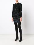 sequined lace overlay fitted dress