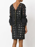 grid puff sleeve dress