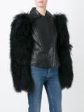 shearling sleeve biker jacket