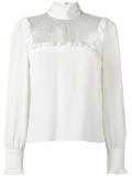 turtleneck sheer panel blouse