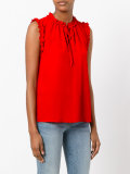 lace-up neck tank top 