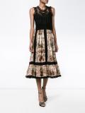 printed lace-trimmed dress