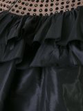 semi sheer panel ruffle blouse