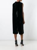 tie collar velvet jumpsuit